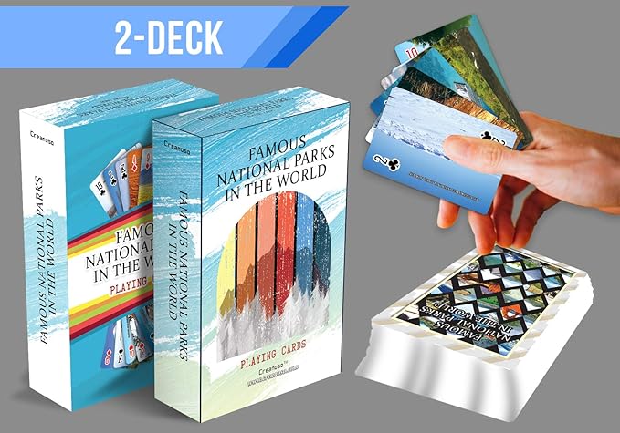 Creanoso National Park Playing Cards (2 Decks) - Themed Parties Props Theme Games – Stocking Stuffers for Birthday Wedding Celebration Wall Decor - Activity Learning Cards for Family and Friends