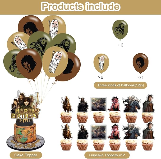 Rings Party Decorations,Birthday Party Supplies For Rings Party Supplies Includes Banner - Cake Topper - 12 Cupcake Toppers - 18 Balloons