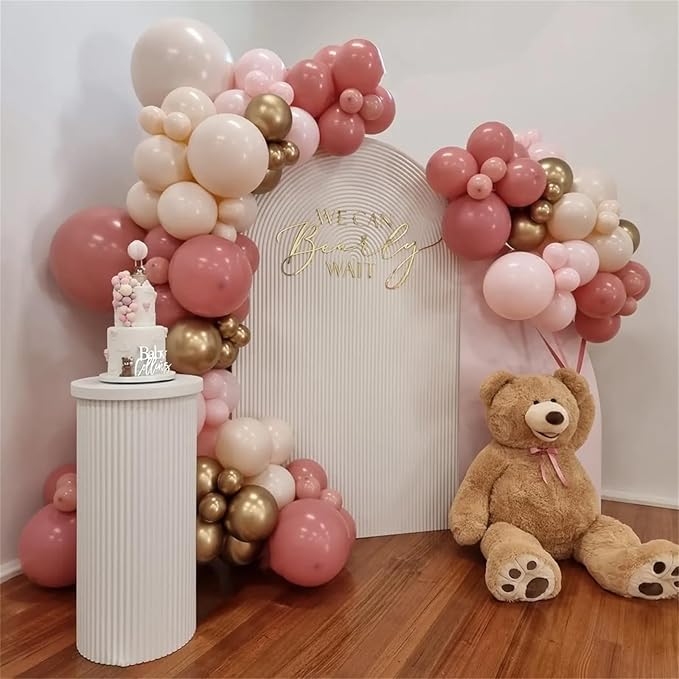 Dusty Pink and Beige Balloons, 35PCS Pastel Light Pink White Sand Cream Nude Latex Balloons for Girls Women Birthday Bridal Shower Baby Shower Boho Wedding Engagement Party Decorations Supplies
