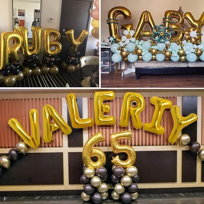 TONIFUL 40 Inch Large Gold Letter A Helium Balloons,Foil Mylar Big Balloons for Birthday Party Anniversary Supplies Decorations