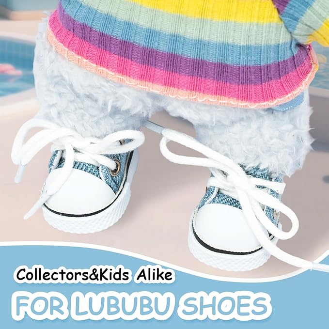 Mini Doll Shoes, 1 Pair Cute Lace Up Canvas Sneakers Compatible for 17cm/15cm Doll Shoes Toy Outfit Accessories Easter Gifts(Blue)