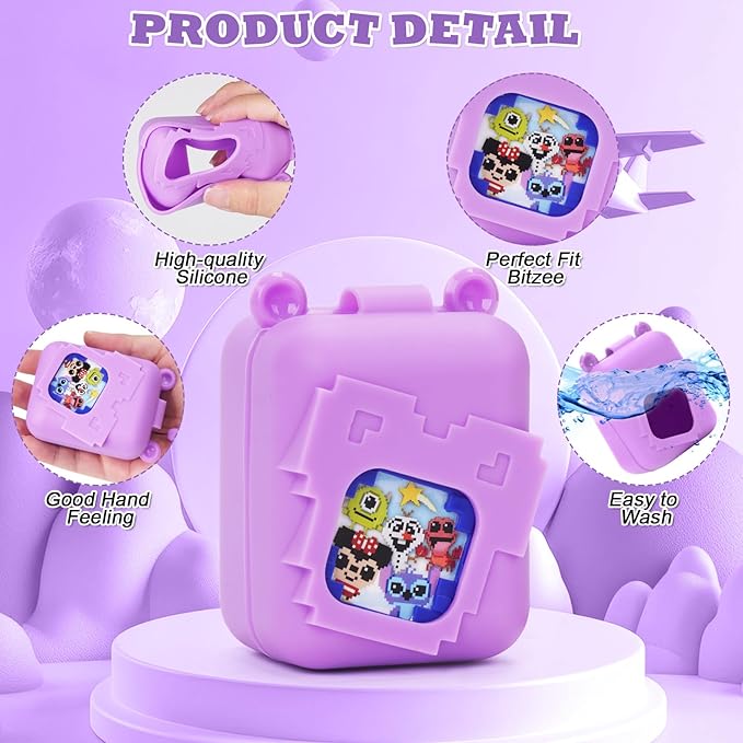 MGZNMTY Silicone Case for Bitzee Disney Interactive Toy Digital Pet and Case, Protective Skin Cover for New Bitsy Electronic Virtual Pet (Purple)