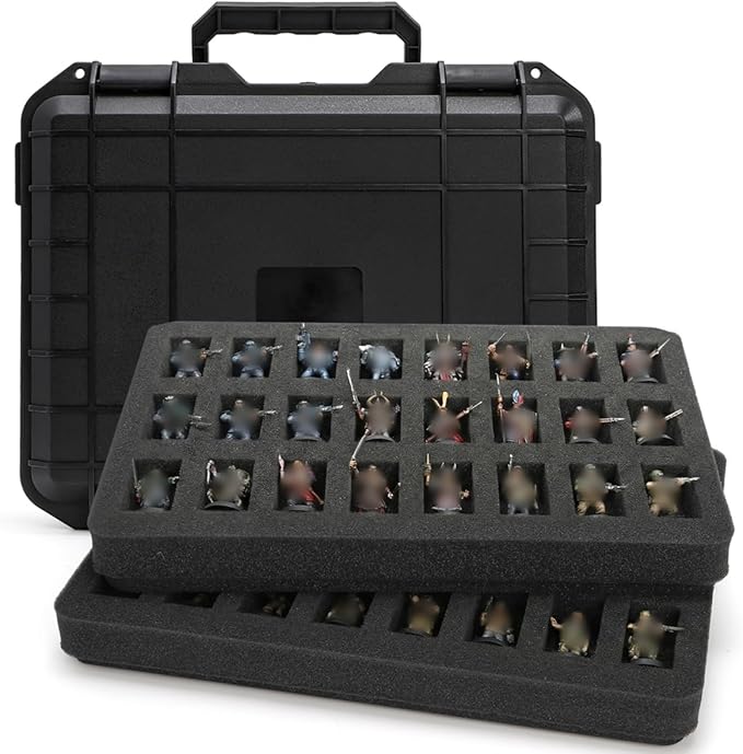 Miniature Carrying Case, 48 Slot Sturdy Figure Storage Box with 2 Shock-Absorbing Foam Layers, Portable Hard Shell Figurine Transport Organizer for Mini Action Figures, Collectibles