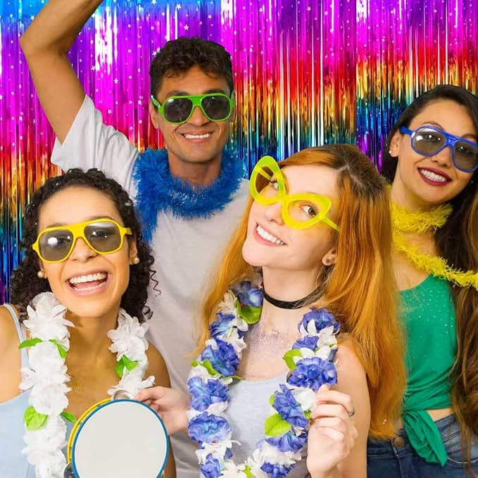3 Pack Rainbow Backdrop Party Decorations Tinsel Curtain Party Backdrop Foil Fringe Birthday Decorations Photo Booth Streamer Rainbow Theme Bachelorette Graduation Party Decorations