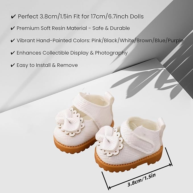 Clothes for Lububu Dolls(No Doll) Accessories, Outfit Set 5 Pieces Gauze Dress for 17cm Doll, Romantic Hat Skirt Shoes Doll Clothing Set Replacement White