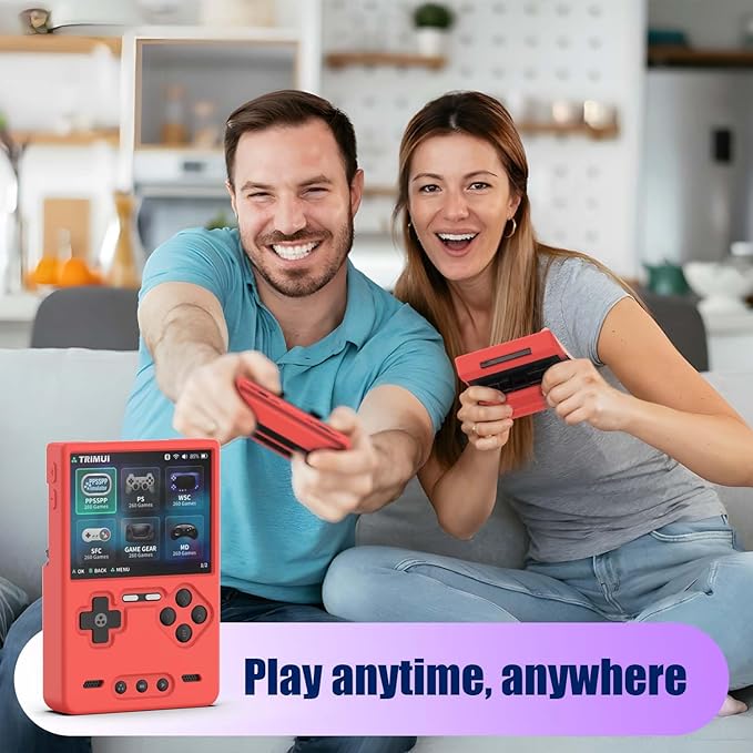 Silicone Case for Trimui Brick Retro Handheld Game Console, Soft Skin Cover for Trimui Brick Accessories, Anti-Scratch Washable TrimuiBrick with Lanyard (Red)