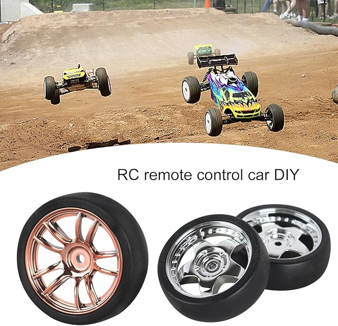 4PCS Black Toy Car Wheel Tires,48mm Simulation Rubber Tire Toy Model Spare Parts Easy Installation Small in Size,Remote and App Controlled Vehicles Parts Tires