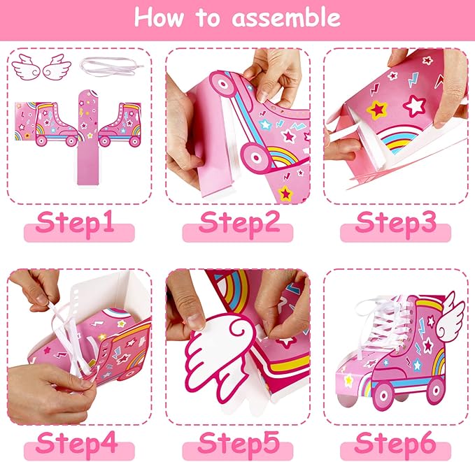 12 Pcs Roller Skating Birthday Party Favor Boxes Roller Skate Paper Boxes Table Centerpiece Sneaker Candy Treat Box Retro Skate Gift Wrap Box for Retro 60s 80s Birthday Party Decoration Supplies