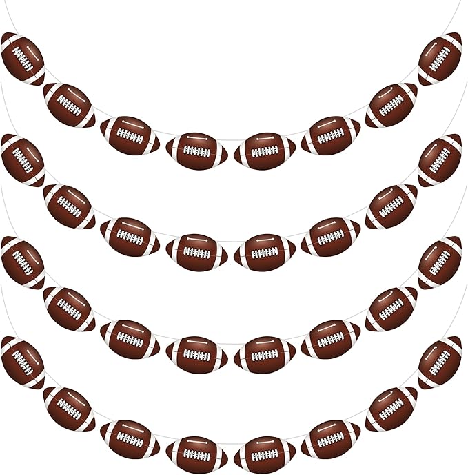 4PC - Football Party Decorations - Football Banner - Football Hanging Decorations Decor for Themed Birthday Party Bowl Game Fans Home Garland Supplies Flag