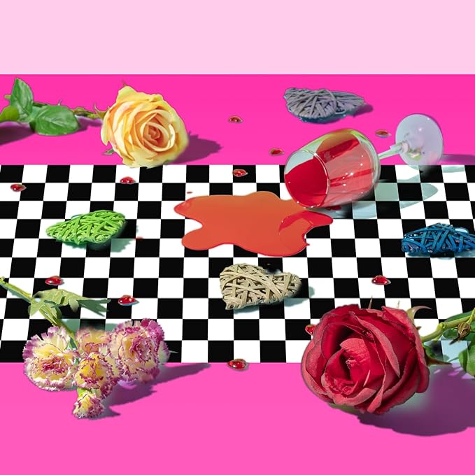 Irenare Car Birthday Party Supplies Racing Decorations 50s Party Tablecloth Racetrack Table Runner Table Covers for Kids Boy Car Theme Birthday Decor, 54 x 108 Inch(Rose Red,6 Sheets)