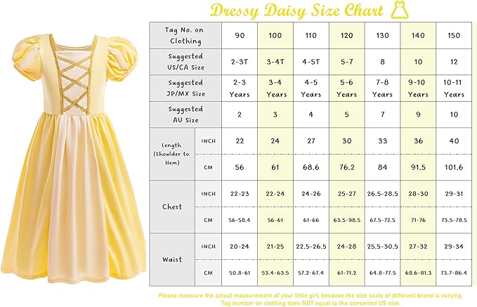 Dressy Daisy Toddler Little Girls Princess Dress Medieval Renaissance Outfit Accessories Everyday Casual Playwear Size 2-12