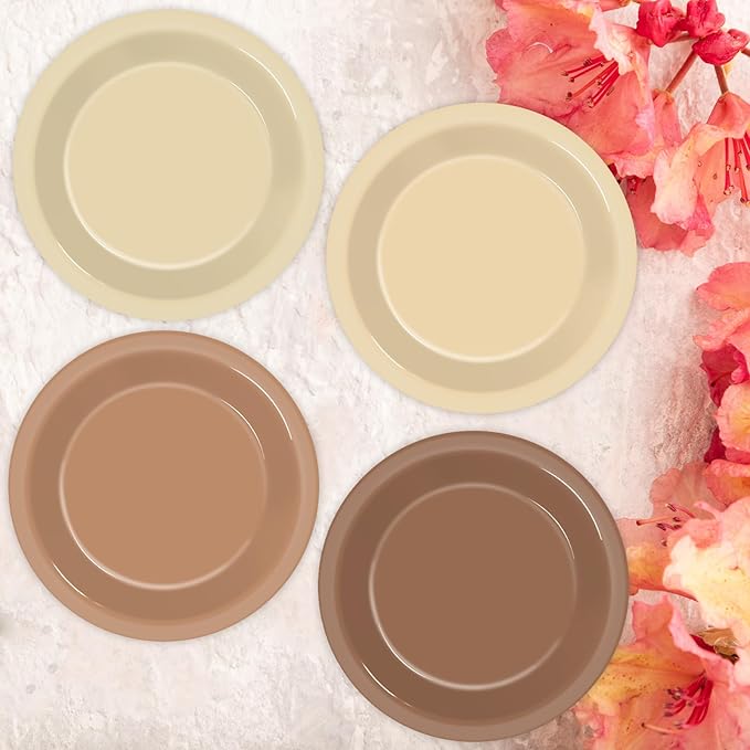 48Pcs Brown Theme Birthday Party Paper Plates for Boho Baby Shower Table Supplies 7" Brown Gradient Color Round Birthday Disposable Dessert Cake Plates Farmhouse Wedding Gathering Party Decorations
