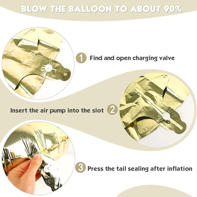 40 Inch Champagne Gold Number 3 Balloon, Giant 3 Number Balloons for 3rd Birthday Decorations, Party Supplies for Baby Boy Girl, Champagne Gold Party Decor