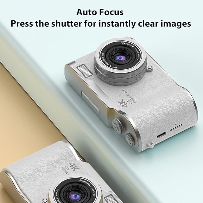 Denash Foldable Screen Kids and Beginners Camera,4K Digital Camera for Photography,48MP Digital Foldable Support 16X Zoom with Flip Scree (White)
