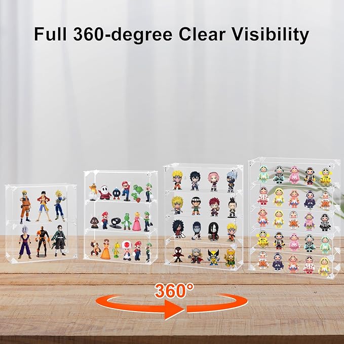 Acrylic Display Case, 5 Tier Clear Display Case for Mini Funko Pop Figures, Wall Mounted or Desktop Dustproof Display Cabinet Box for Collectibles Mini Toys Figurines Models Dolls (12.4x4x16.5 inch)