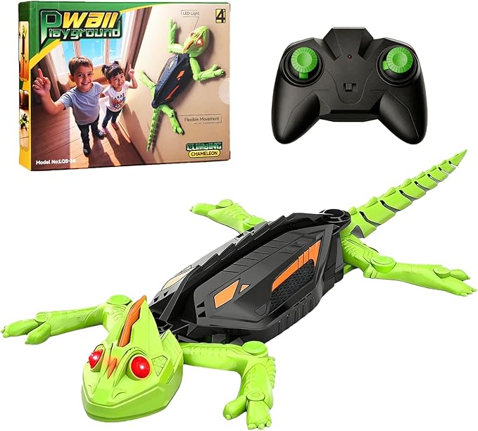 Wall Climbing Gecko, Remote Control Lizard Crawler with LED Lights for Kids, Crawling Electric Birthday Gifts for Boys & Girls