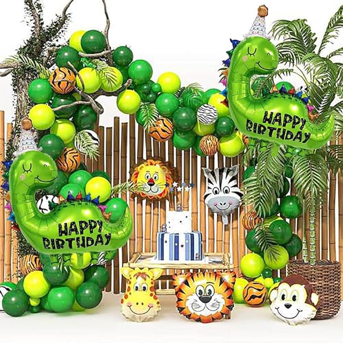 Large Green Dinosaur Balloons,2 PCS 35 Inch Dino Balloons,Dinosaur Birthday Balloon