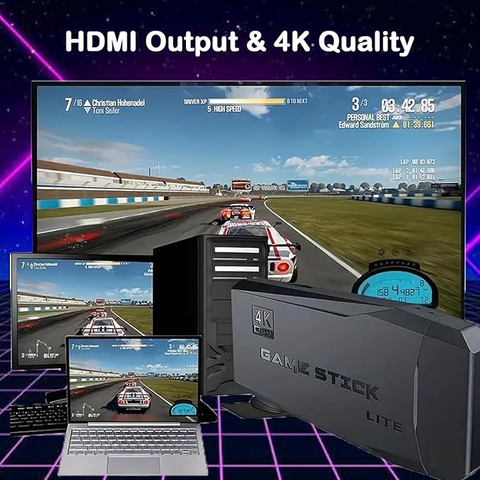 Retro Game Console - Retro Game Stick,2024 Upgrade Plug and Play Video Game Console Built in 25400+Games,4K HDMI Output,15 Classic Emulators,Dual 2.4G Wireless Controllers (64G Memory Card)