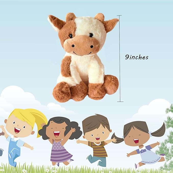 9 inches Cow Stuffed Animal Soft Plush Cute Cow Doll for Boys Girls (Brown Cow)
