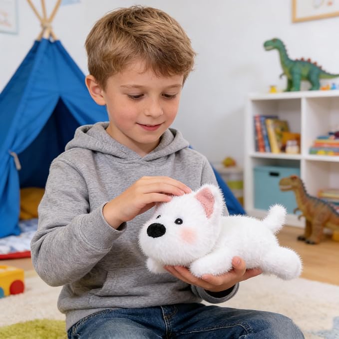 Dog Stuffed Animal Cute Plush Doll Toy 7 inch for Girls Boys Christmas(pa White Dog)
