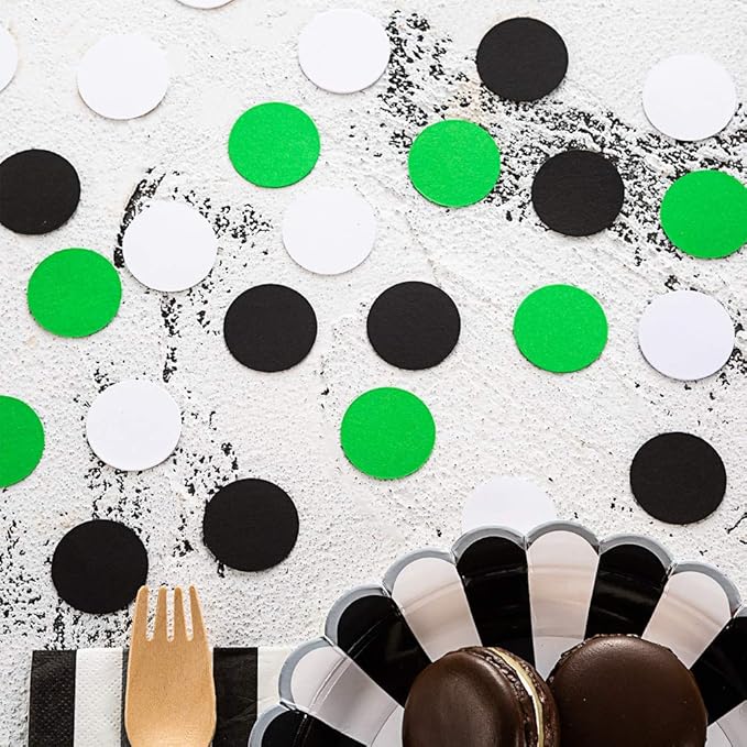 Glitter Confetti Circle Dots for Table Wedding Birthday Party Decoration, 1.2 inch in Diameter (black,green,white,200pc)