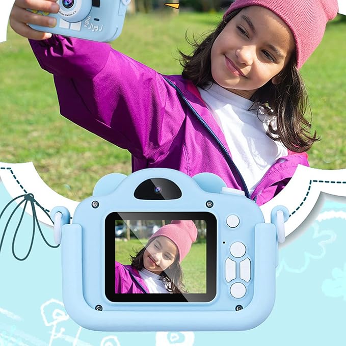Upgrade Kids Selfie Camera, Children Camera 1080P 2 Inch HD Digital Video Camcorder, Christmas Birthday Gift for Toddler Age 3-9 Years Old Boys Girls Electronic Mini Camera Best Preschool Toys (Blue)