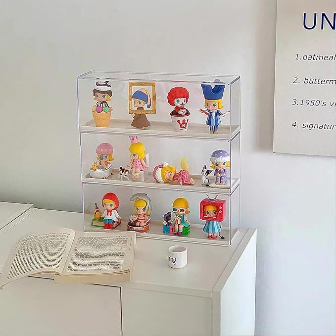 Clear Acrylic Display Case for Mini Pop Figures,Desktop Storage Cabinet Organizer for Doll Toy Collectibles, Action Figures, Mini Figurines Dustproof Protection