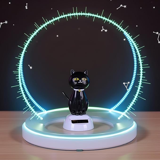 Black Solar Cat Kits Doll Dancing Cat Figure Car Ornament,Dancing Kits Ornament Solar Powered Car Dashboard Interior Decoration Desktop Decor Gift Window Party Car Desk Home Learning and Education