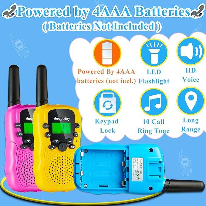 Walkie Talkies for Kids, Easter Basket Stuffers/Easter Gifts for Kids, Walkie Talkie Toys for Girls Boys, Outdoor Toys/Games for Kids Age 4-8, Birthday Gifts for 4 5 6 7 8 9 10 Year Old Girl Boys