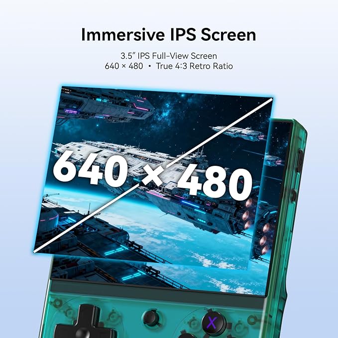 RG35XX Pro - Retro Handheld Game Console, 3.5-Inch IPS Screen, Linux OS, 64GB Card, 3200mAh Battery, WiFi & Bluetooth, HDMI Output, Includes Screen Protector & Keychain (Transparent Teal)