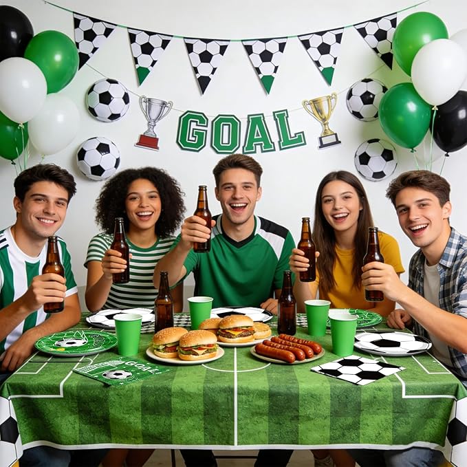 Soccer Plates and Napkins, Disposable Paper 9-Inch Plates and Napkins, Soccer Party Supplies for Boys’ Sports Birthday Party Decorations, Serves 24