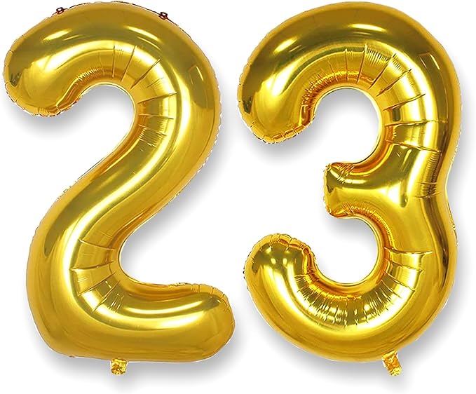 AULE 40 Inch Large 23 Balloon Numbers Gold, Big Foil Number Balloons, Giant Helium Happy 23th Birthday Party Decorations for Man and Women, Huge Mylar 32 Anniversary Party Supplies