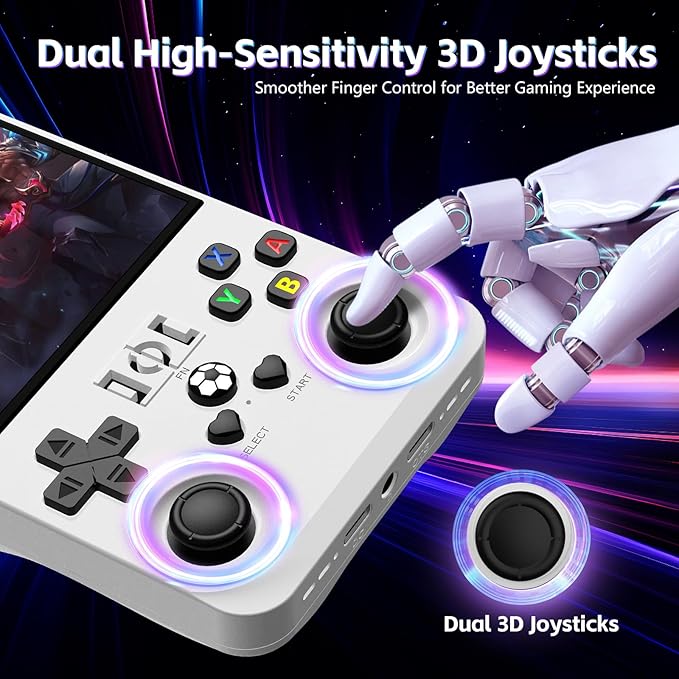 R36MAX Retro Handheld Gaming Console, Built-in 22,000+ Classic Games, Open Source Linux System, Portable Game Emulator Console, 4.0-Inch 4K HD IPS Screen Video Player, 4000mAh Battery (White 128GB)
