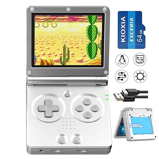 RG35XXSP Flip Portable Retro Handheld Game Console,RG 35XXSP 3.5 Inch IPS Screen Linux System with 64G TF Card Pre-Installed 5532 Games,Clamshell Games Supports 5G WiFi Bluetooth HDMI xxsp