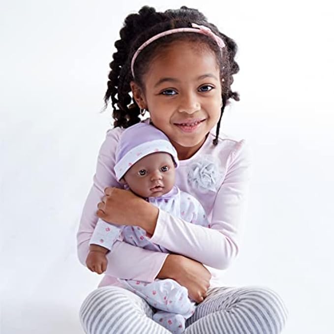 JC Toys La Baby African American Baby Doll Set – 11 Inch Soft Baby Doll with Accessories Including a Removable Purple Outfit – Small Baby Doll Toy for Children 12 Months and Older