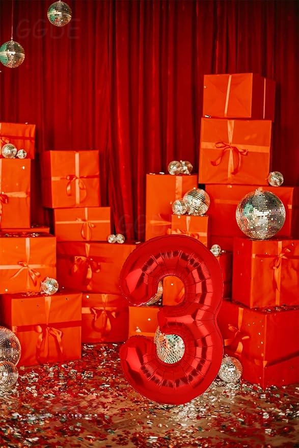 40 Inch 3 Red Number Balloons Mylar Foil Helium Digital Balloons Baby Shower 3st Birthday Party Decor Supplies