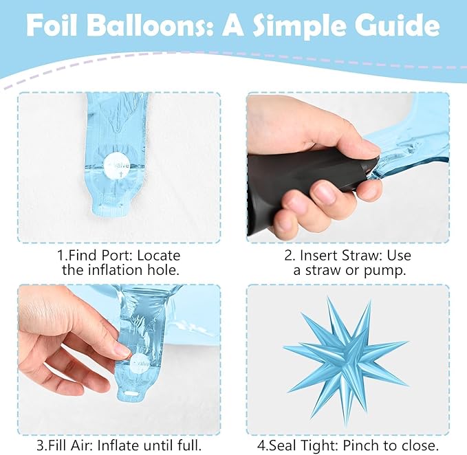 Frozen Balloons, Blue Silver Purple Clear Balloons with Snowflake Balloon for Winter Frozen Birthday Snow Party Baby Shower Wedding Backdrop Decorations