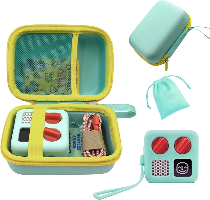 Yoto Mini 3-in-1 Accessories Set, Hard Carrying Case with Silicone Cover and Card Pouch, Protective Travel Carrier for Kids, Magic Mint