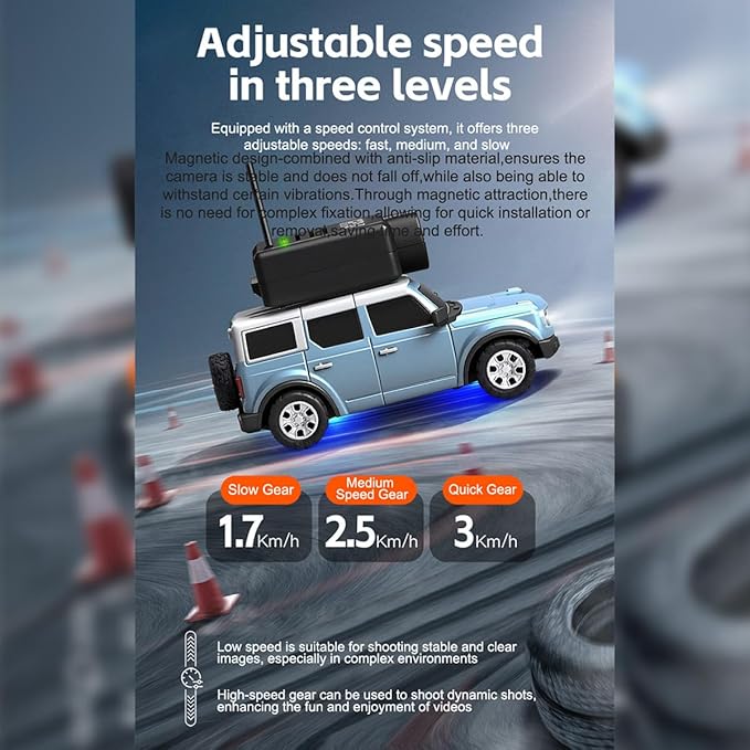 WL 6405-C 1/64 FPV RC Car, Full Proportional Mini Remote Control Car with APP Auto-Pairing, WiFi Module Control, Camera - Includes Storage Case ＆ Tow Trailers (RTR Version)