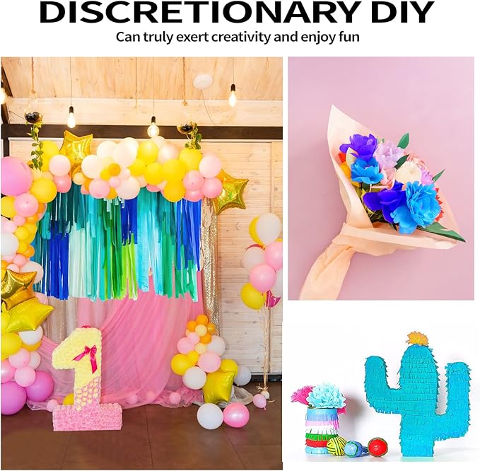 Crepe Paper Streamers 6 Rolls 492ft，Green and Blue Party Decorations Streamers (1.8 Inch x 82 Ft/Roll)，for Birthday Decorations, Wedding Decorations Ocean Themed Party Decoration