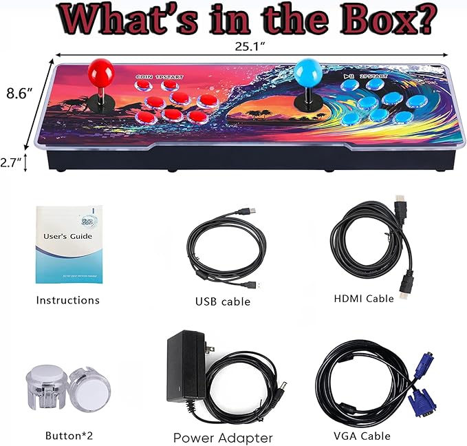 RegiisJoy 32000 Pandoras Box 78S Retro Arcade Game Console, 4 Player 3D Magical Modified Game, Search Save Delete Cheat Function, Favorite List, One-Button Combo, 128G TF, 12 Grid Classification