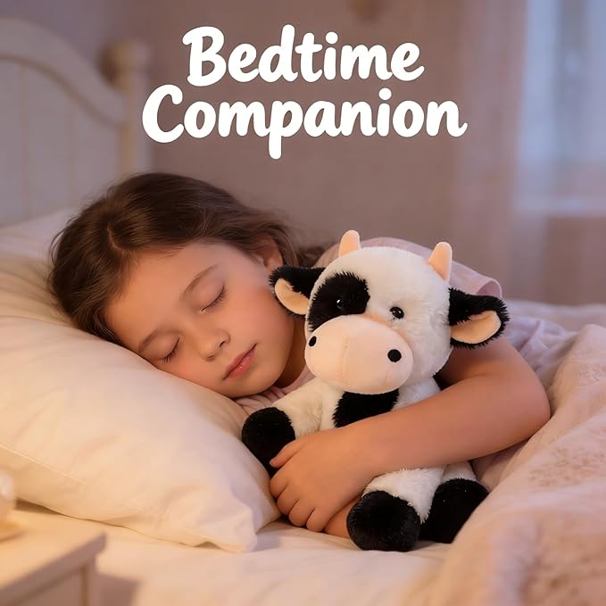 OROZCOR Cow Stuffed Animal, Cute Fluffy Cow Plush 8.5 Inch, Soft Farm Stuffed Cow Plush Toy Gifts for Baby Boys Girls (Cow)