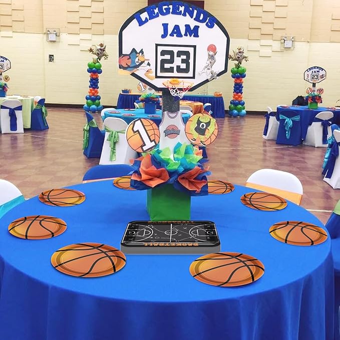 Basketball Party Supplies - 80 Pcs 9" Plates Sports Themed Party Decorations Kit for Kid's Birthday Game Day