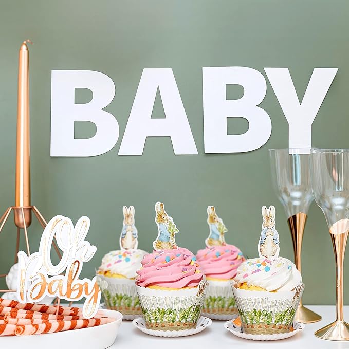 Peter Rabbit Cupcake Decoration - Party Supplies and Baby Shower Essentials - Set of 12 Pieces Cupcake Topper and 24 Pieces Cupcake Wrapper