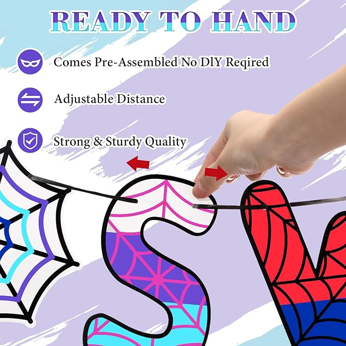 TaoBary Spider Theme 3rd Birthday Banner, Pre-strung Swinging into 3 Banner, Spider 3rd Birthday Decorations Party Supplies for Kids, Third Decor for 3 Year Old Boys Girls(Family Colors)