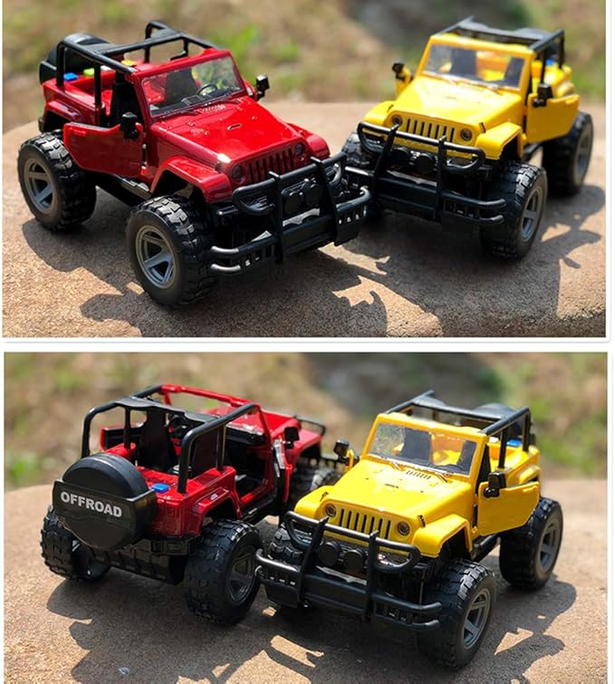 Car Toy 1:16 Off-Road Military Fighter Friction Powered Toy Vehicle with Fun Lights and Sounds
