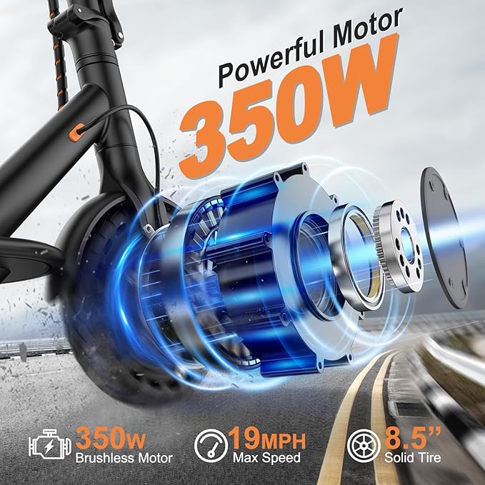 VOLPAM Electric Scooter, 350W/500W Powerful Motor, 8.5"/10" Solid Tires, 19/21Mph, 28/23/21/16 Miles Max Range, Dual Braking