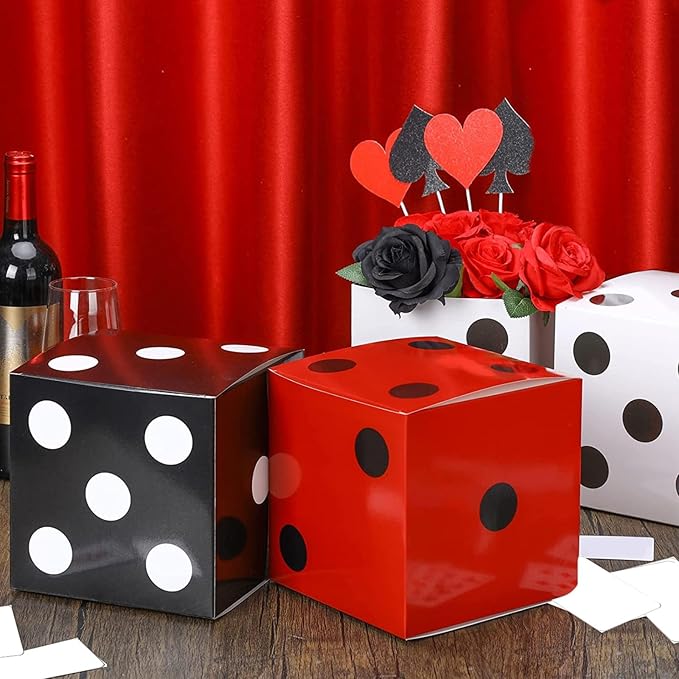 Jexine 15 Pcs Dice Favor Boxes 7" Casino Theme Birthday Decorations Las Vegas Party Decorations 3D Dice Decor for New Year Centerpieces Casino Night Las Vegas Party Supplies(Multicolor)