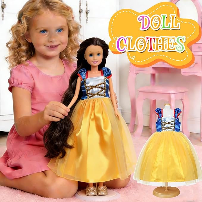 18 inch Doll Clothes Accessories -6Pcs Different Princess Costume Gift Fits All 18-inch Dolls Across Brands