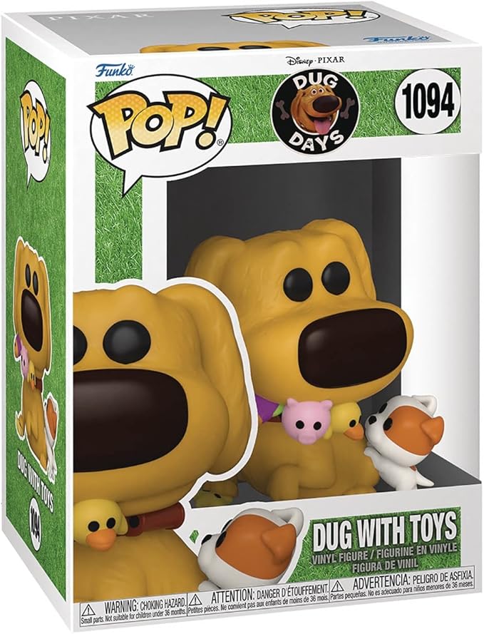 Disney Pixar: Dug Days - Dug with Toys Funko Pop! Vinyl Figure (Bundled with Compatible Pop Box Protector Case), Multicolored, 3.75 inches